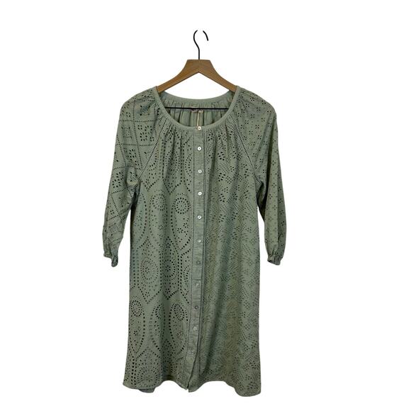 Faherty Valencia Embroidered Eyelet Organic Cotton Minidress NWOT light green XS - Picture 4 of 11
